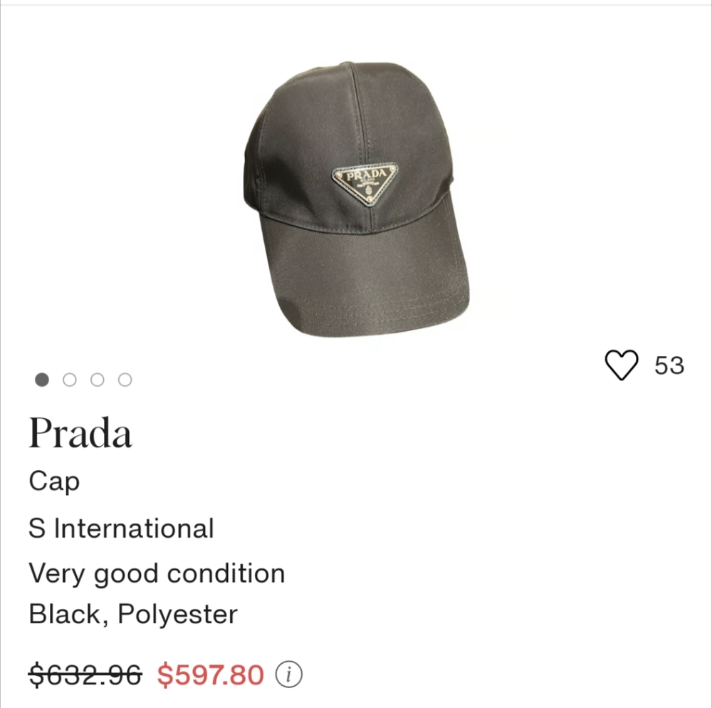 Prada black hat, perfect condition, NWOT